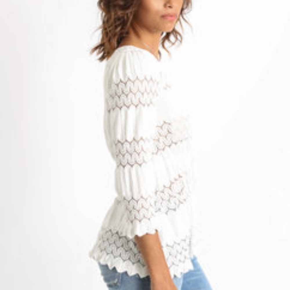 Free People Fire Island Crochet Cinch Waist Top D - Picture 3 of 8